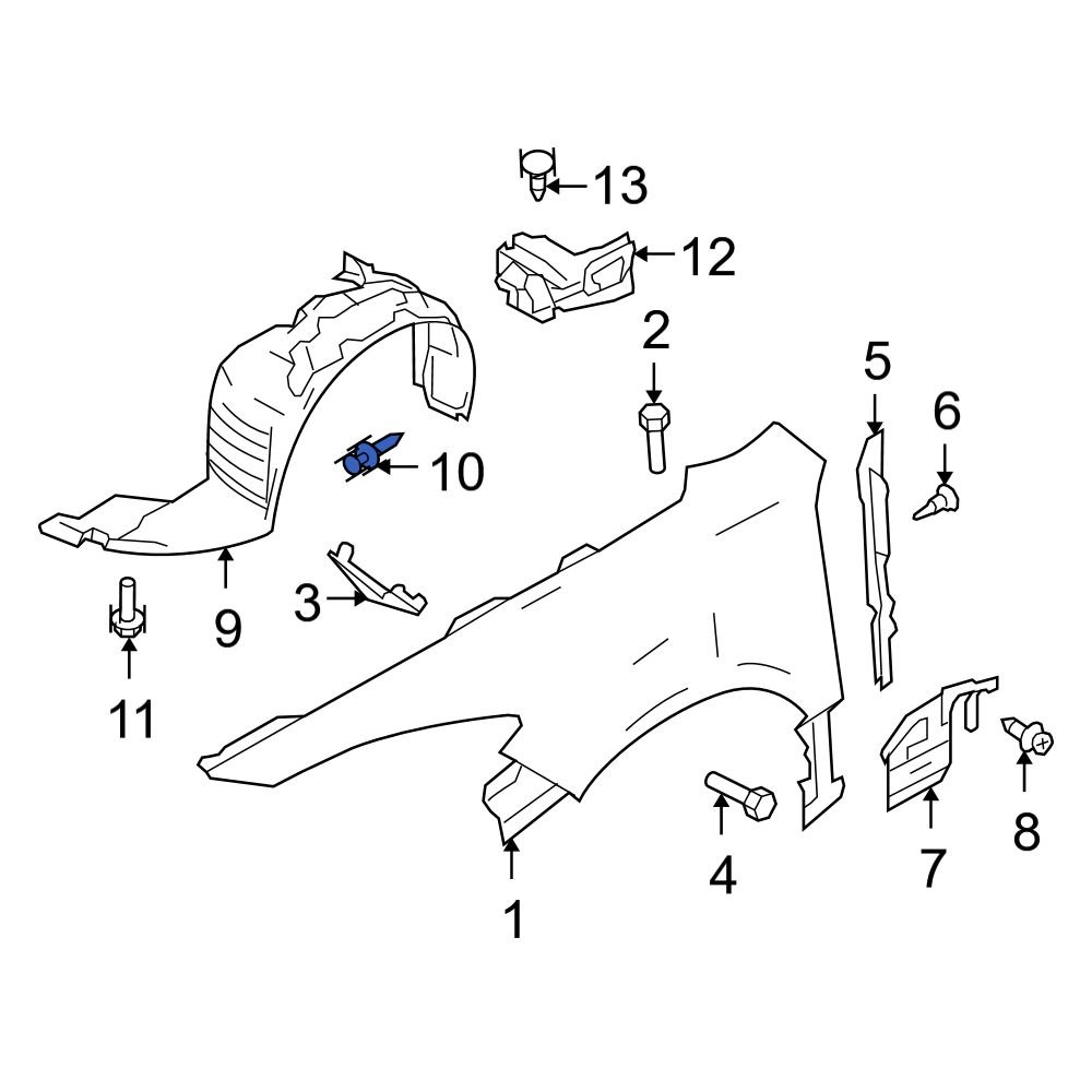 Mazda OE B09251833 Headlight Fastener Clip