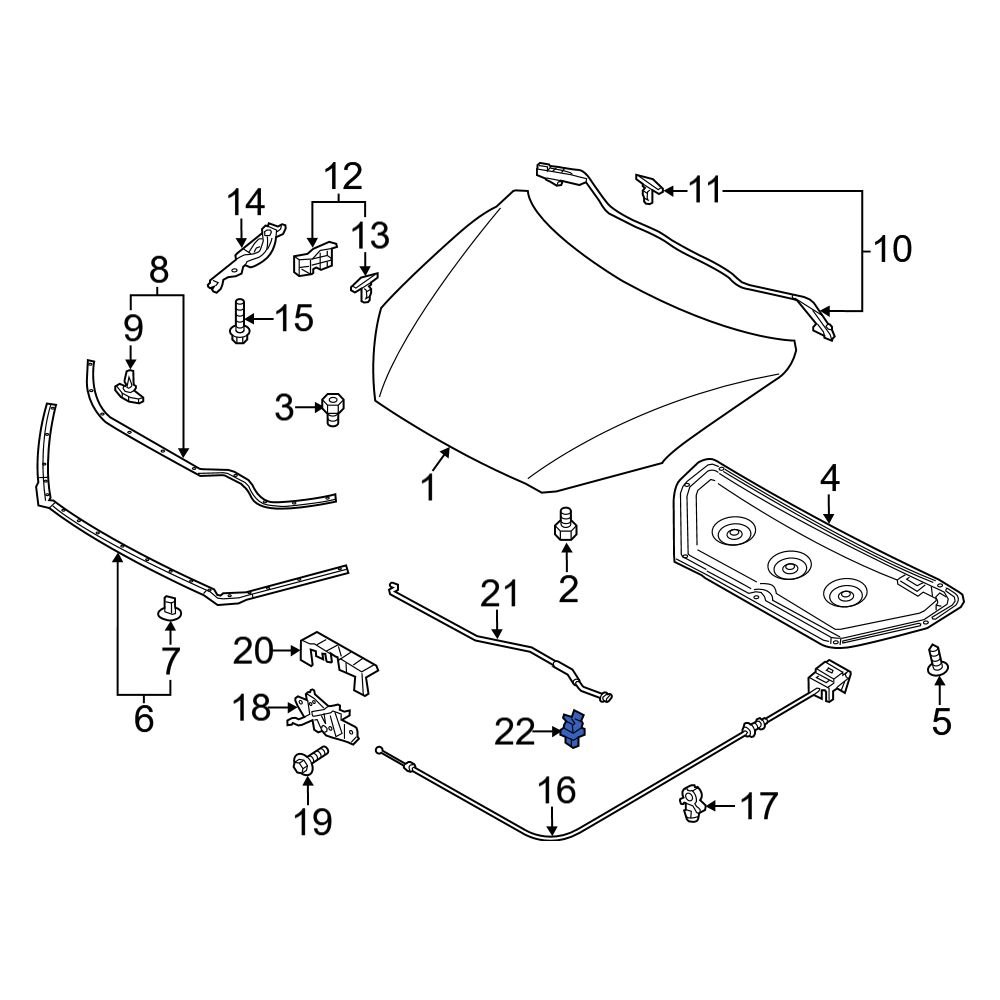 Mazda OE L20656652A - Hood Prop Rod Clip