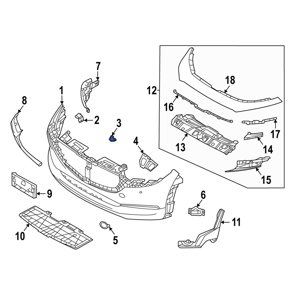 Mazda OE DGH9500T6 - Right Bumper Cover Retainer