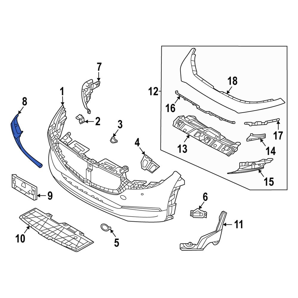 Mazda OE DGH9507K0B Front Left Bumper Trim