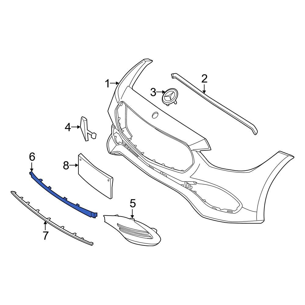 Mercedes Benz Oe 2068852101 Front Center Bumper Trim