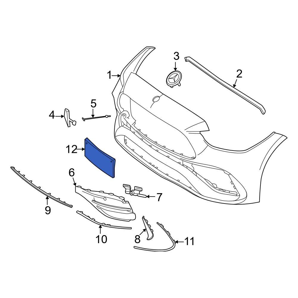 MercedesBenz OE 2068807604 Front License Plate Bracket