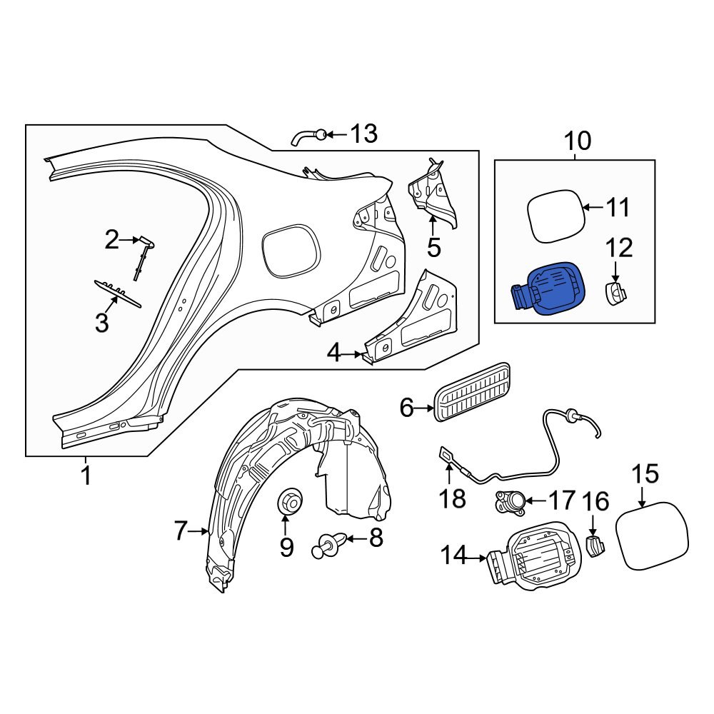 MercedesBenz OE 2066300000 Rear Fuel Filler Housing
