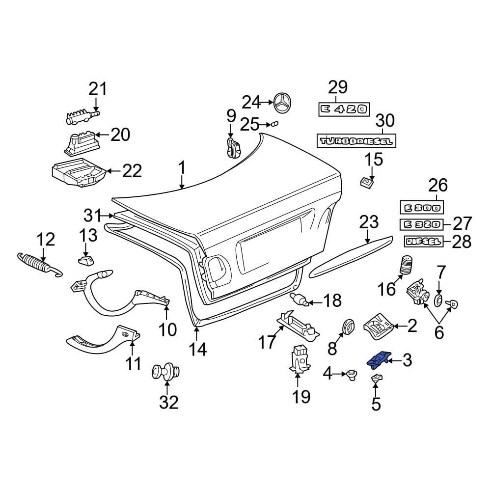 Mercedes-Benz OE 2107500432 - Rear Deck Lid Striker