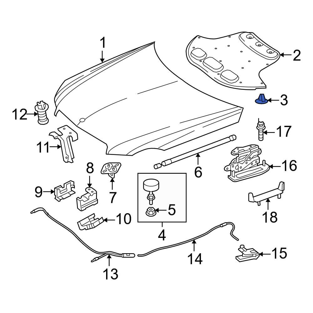 Mercedes-Benz OE 0019880325 - Hood Insulation Pad Clip