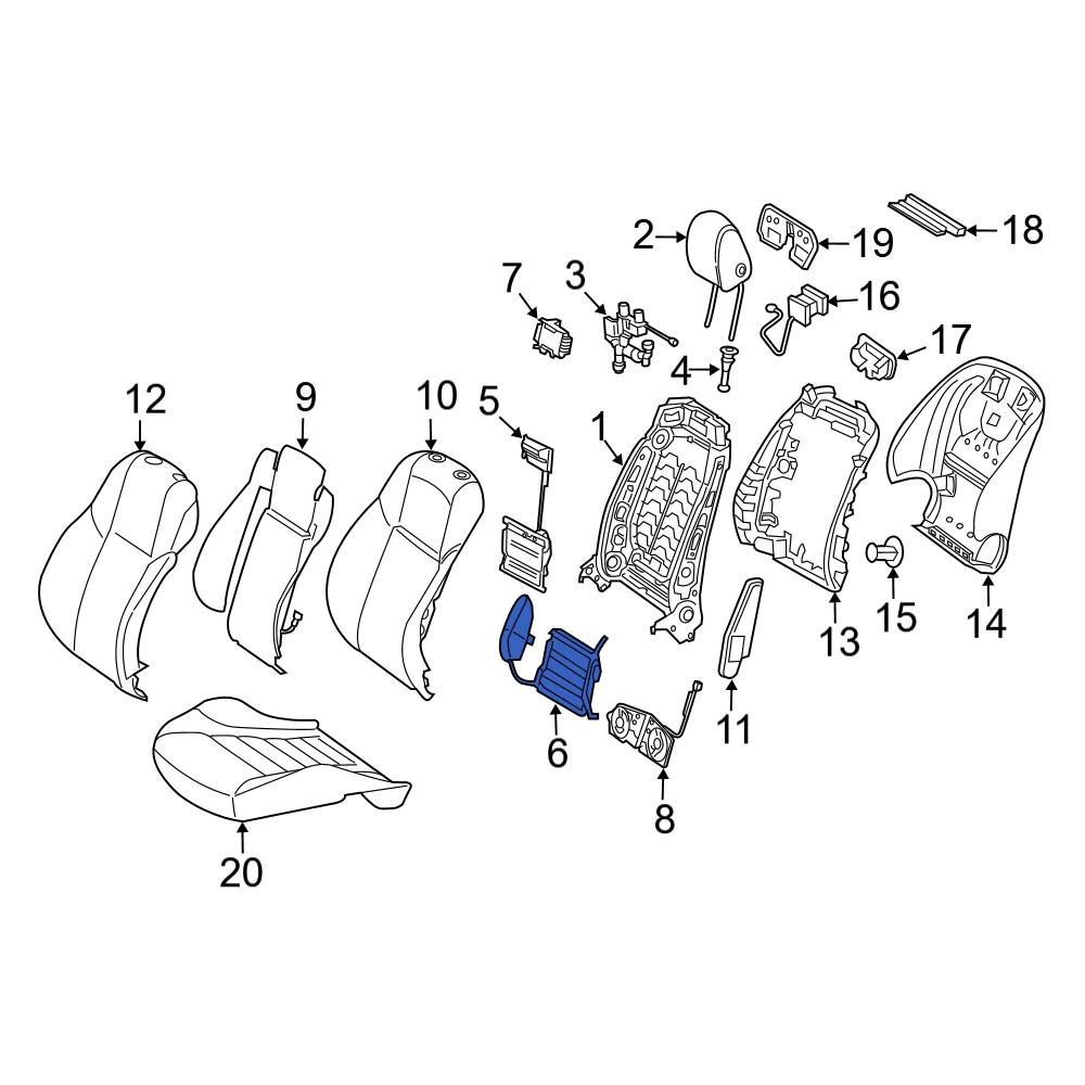 MercedesBenz OE 2138004300 Front Left Seat Lumbar Support Cushion