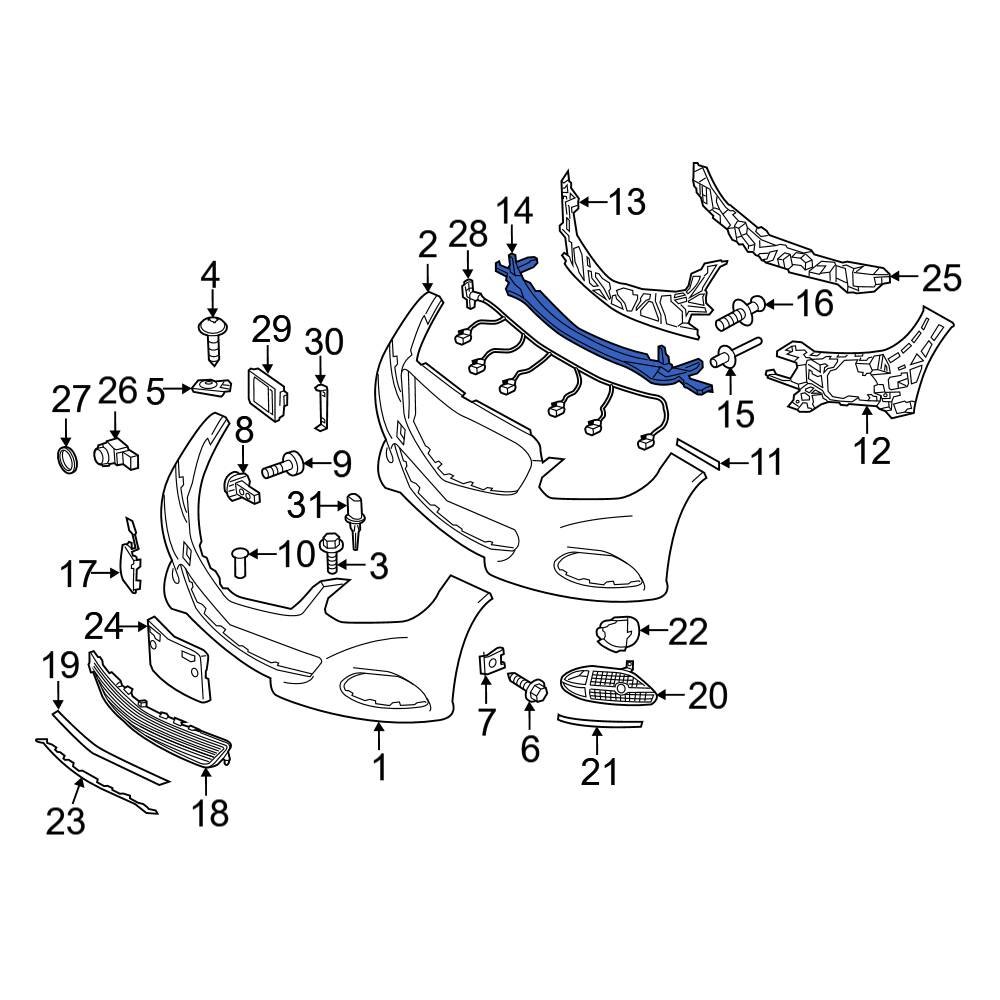 MercedesBenz OE 2128854965 Front Lower Center Bumper Cover Reinforcement