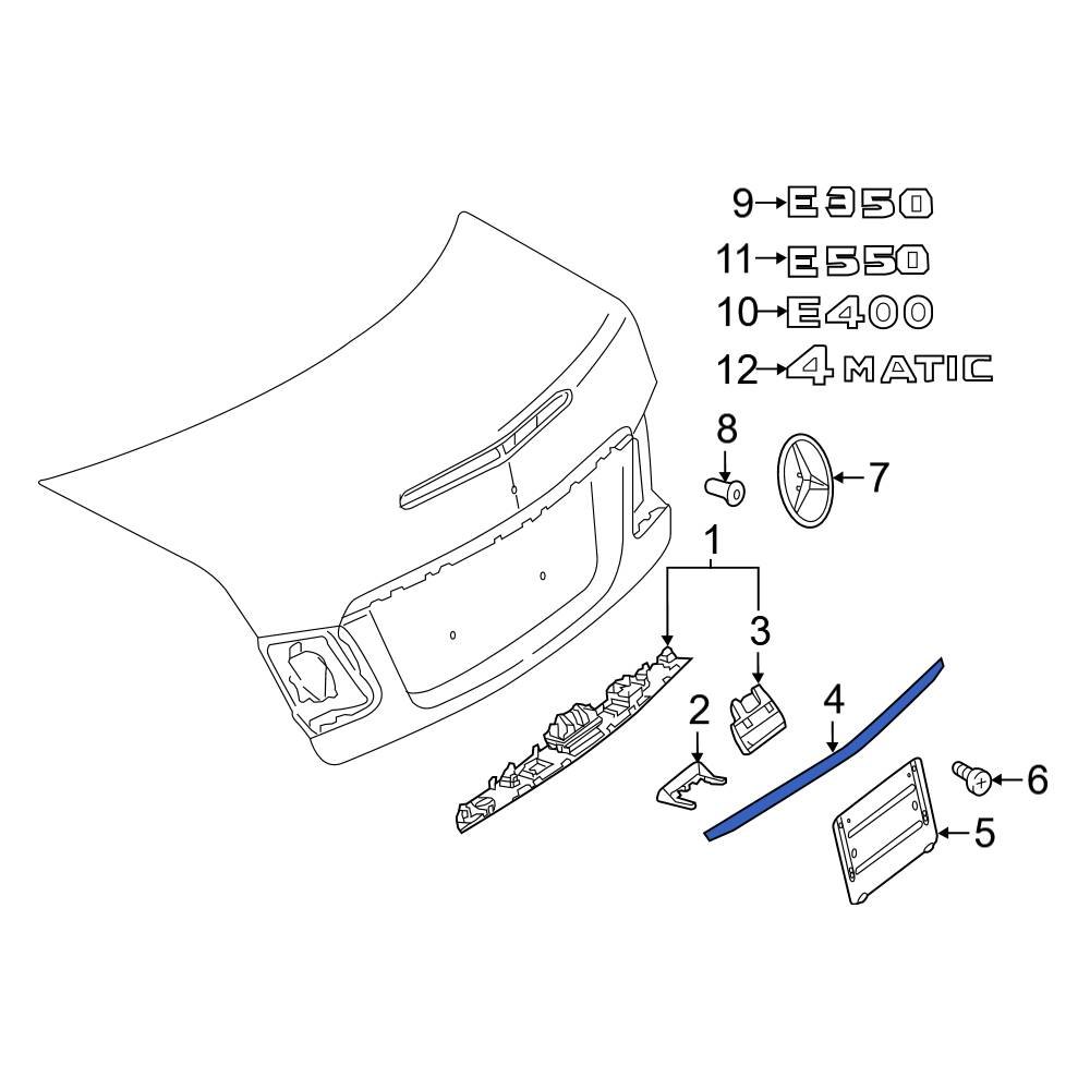 MercedesBenz OE 2127430382 Rear Deck Lid Molding
