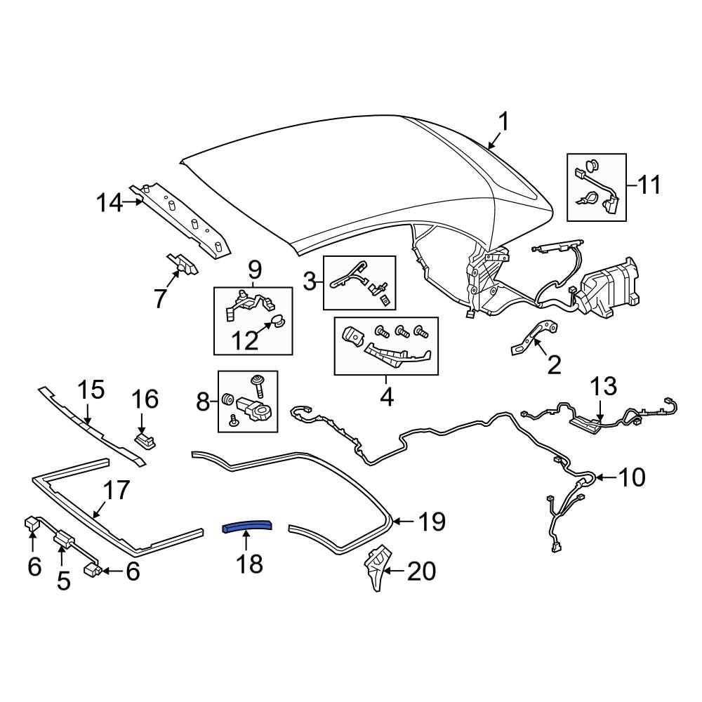 MercedesBenz OE 205770250064 Center Left Convertible Top Seal