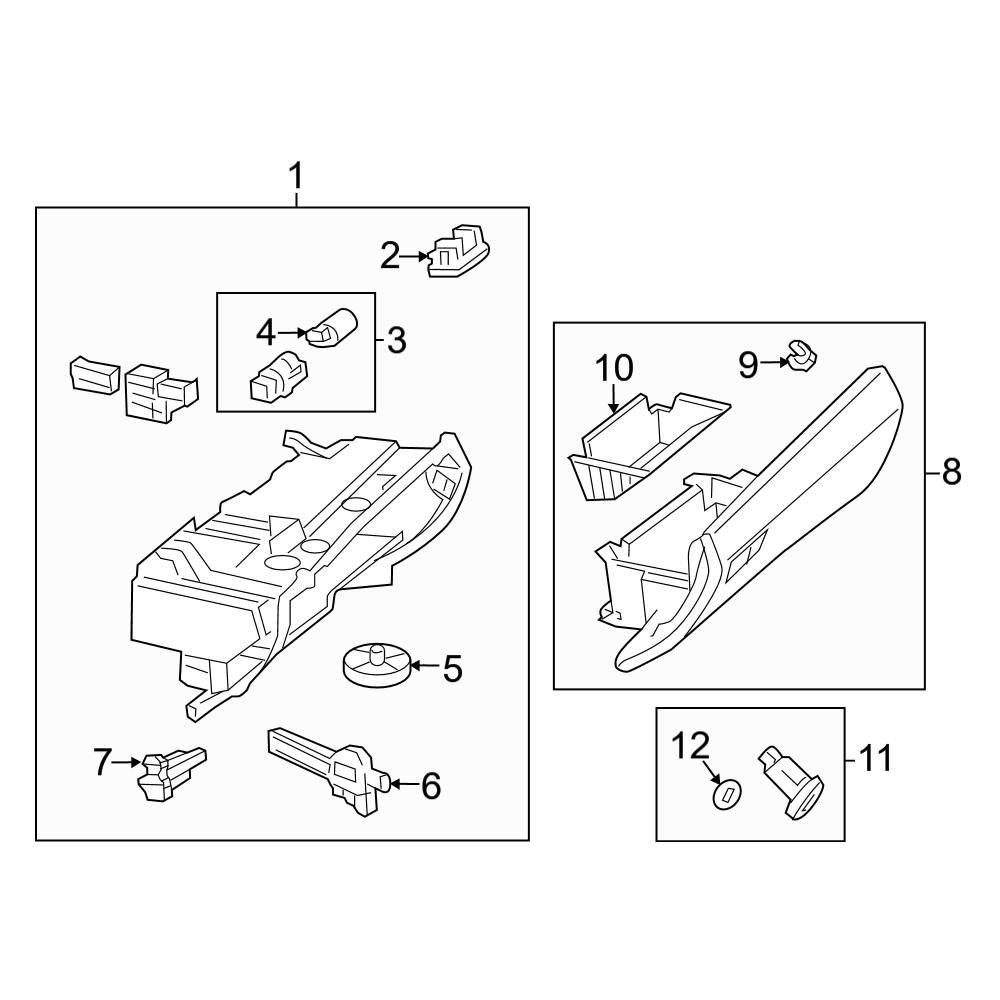 MercedesBenz OE 2036800384 Glove Box Lock Kit