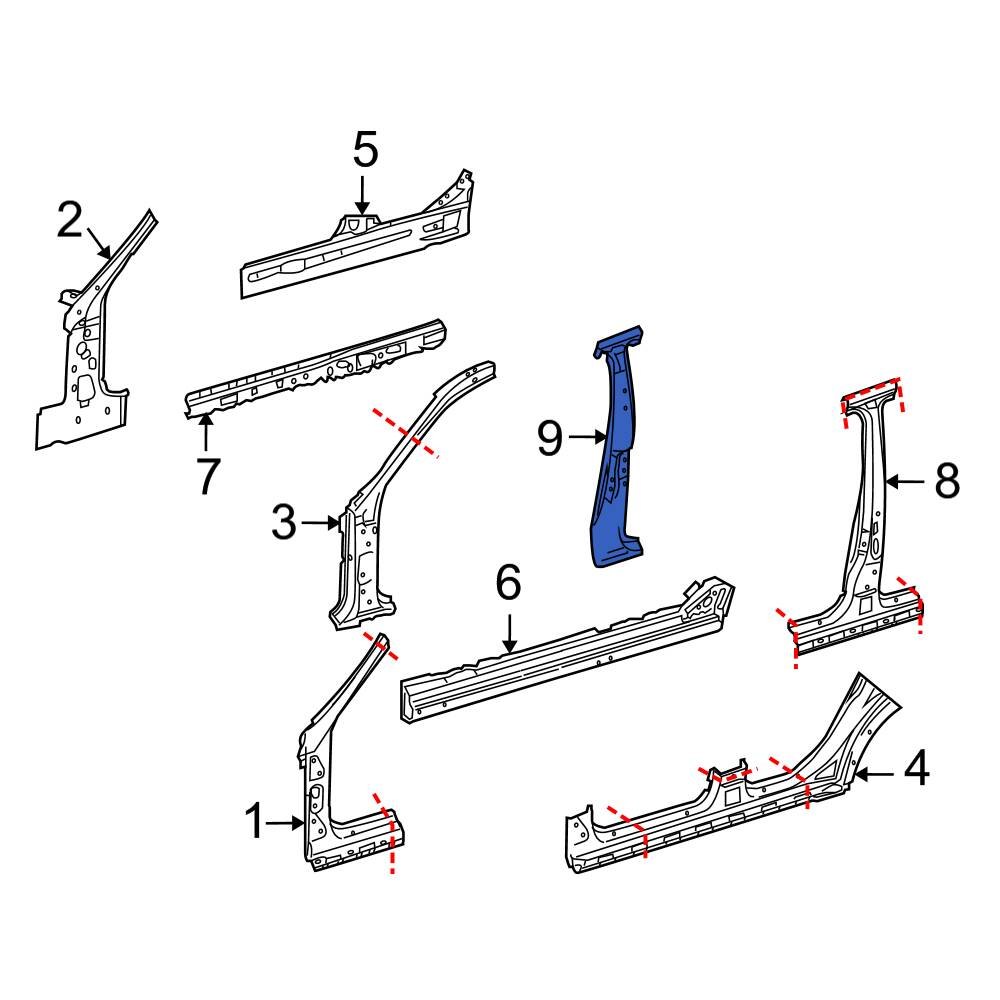 MercedesBenz OE 2046302911 Center Left Body BPillar Reinforcement
