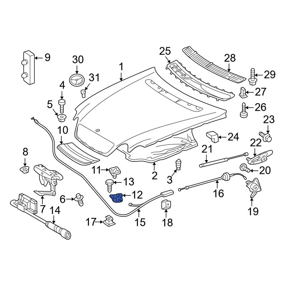 Mercedes-Benz OE 2208800060 - Front Lower Hood Latch