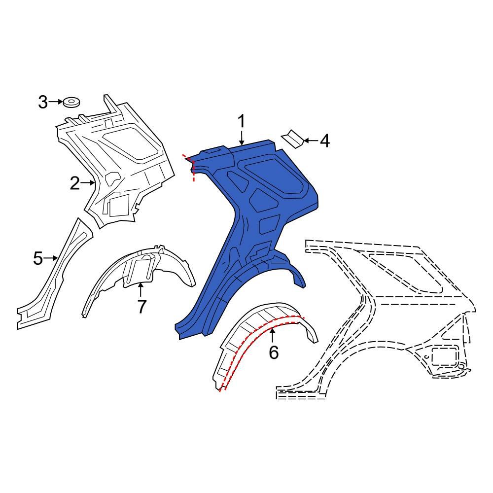 MercedesBenz OE 1666301313 Rear Left Inner Quarter Panel