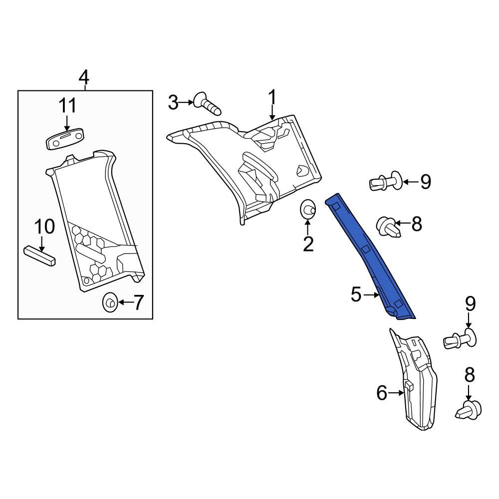 MercedesBenz OE 1666900364 Left Upper Body DPillar Trim Panel