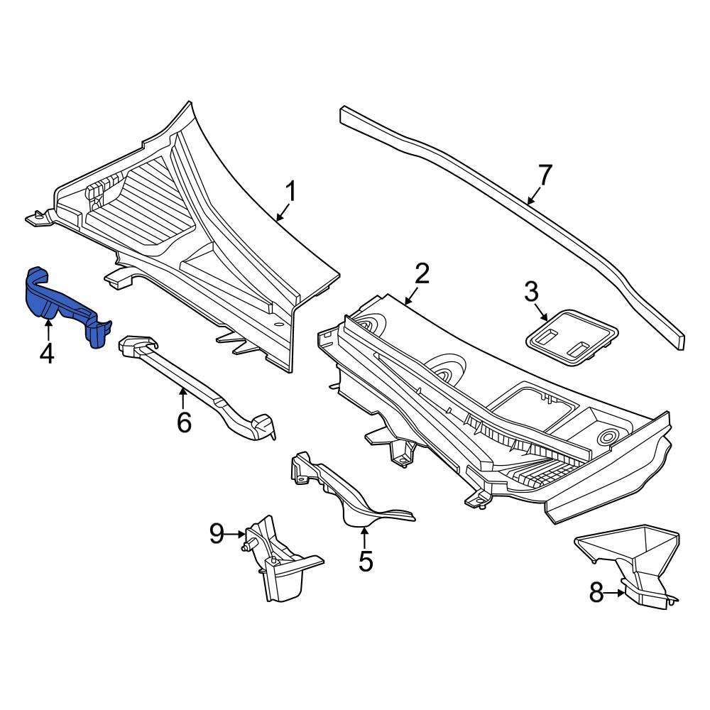 MercedesBenz OE 2978311000 Front Right Outer Cowl Cover Seal