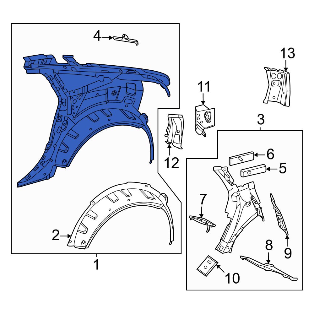 MercedesBenz OE 2976306100 Rear Left Inner Quarter Panel