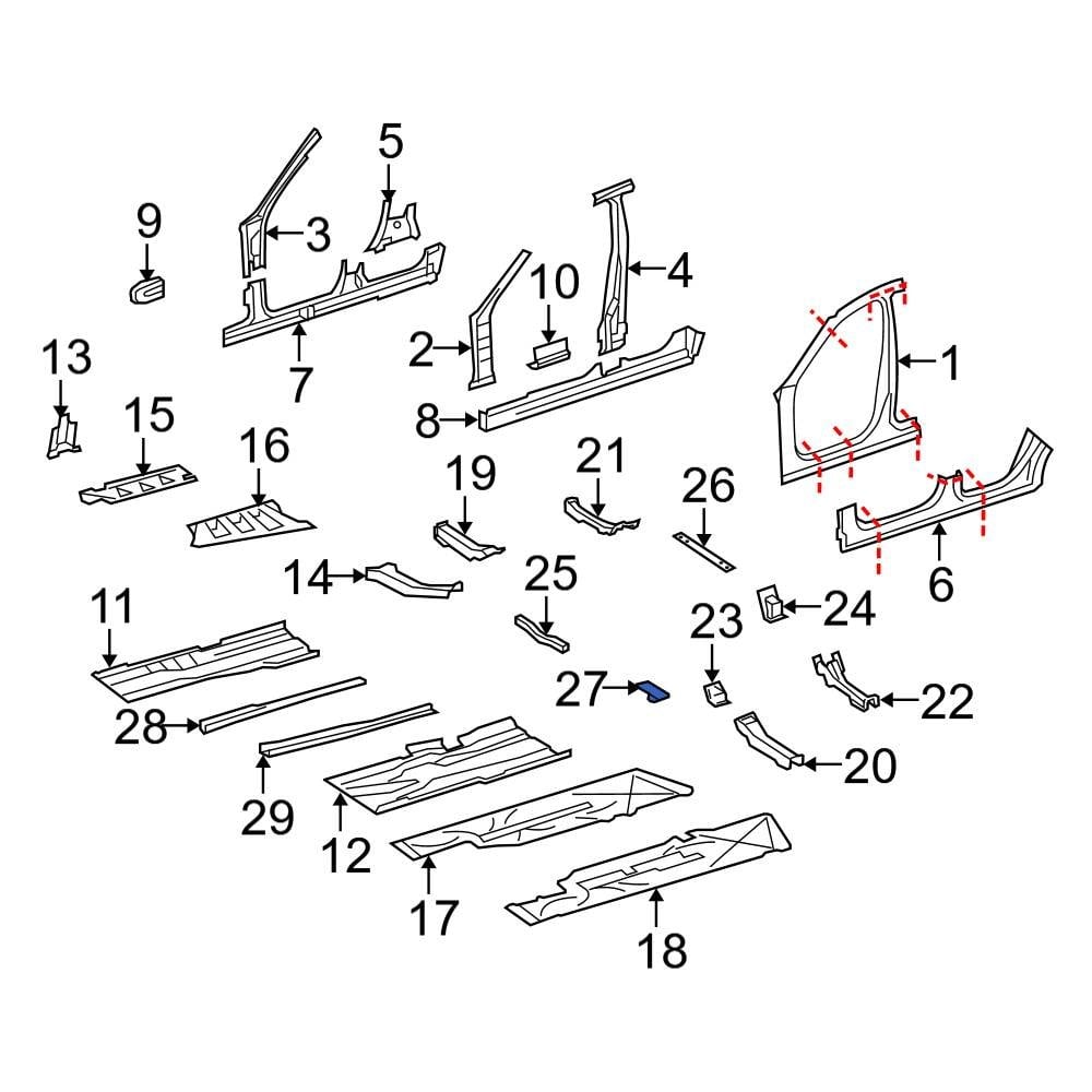 Mercedes-Benz OE 2216100314 - Rear Floor Pan Crossmember