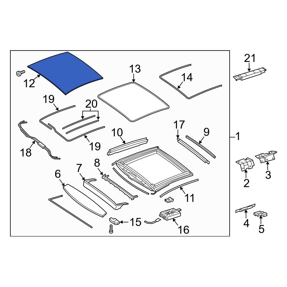 MercedesBenz OE 2227800321 Sunroof Glass