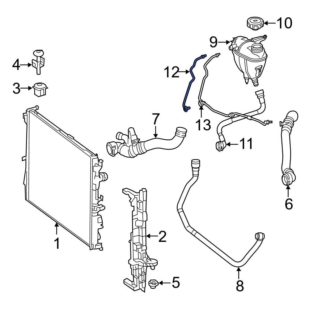 MercedesBenz OE 2225015025 Left Engine Coolant Overflow Hose