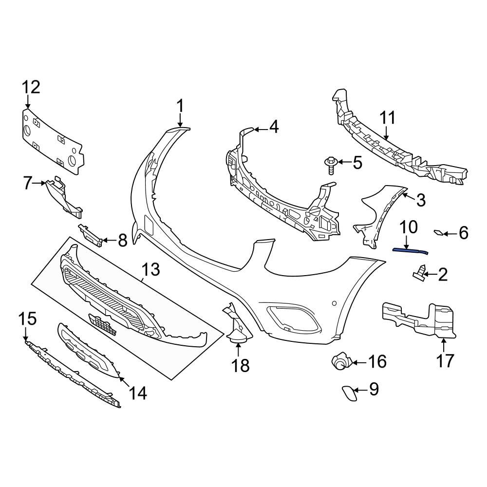 MercedesBenz OE 2538856701 Front Left Bumper Cover Bracket