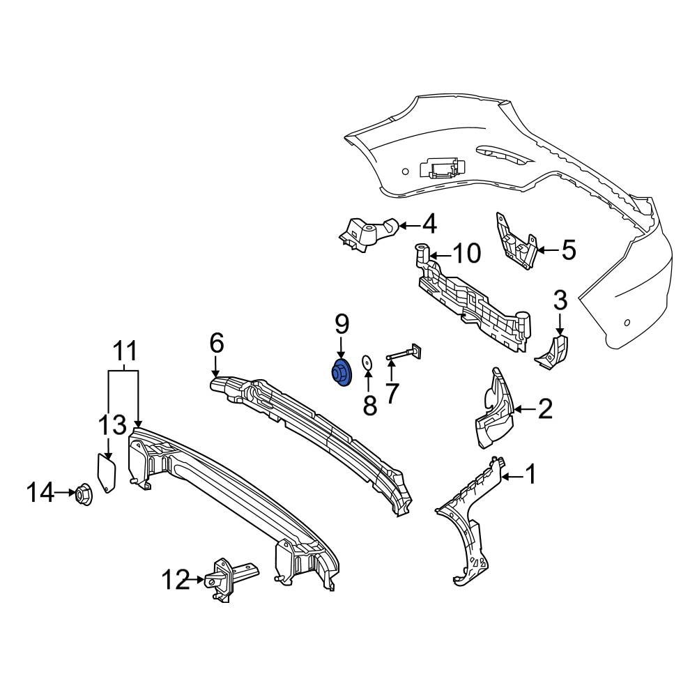 Mercedes-Benz OE 4149900051 - Bumper Cover Support Rail Nut