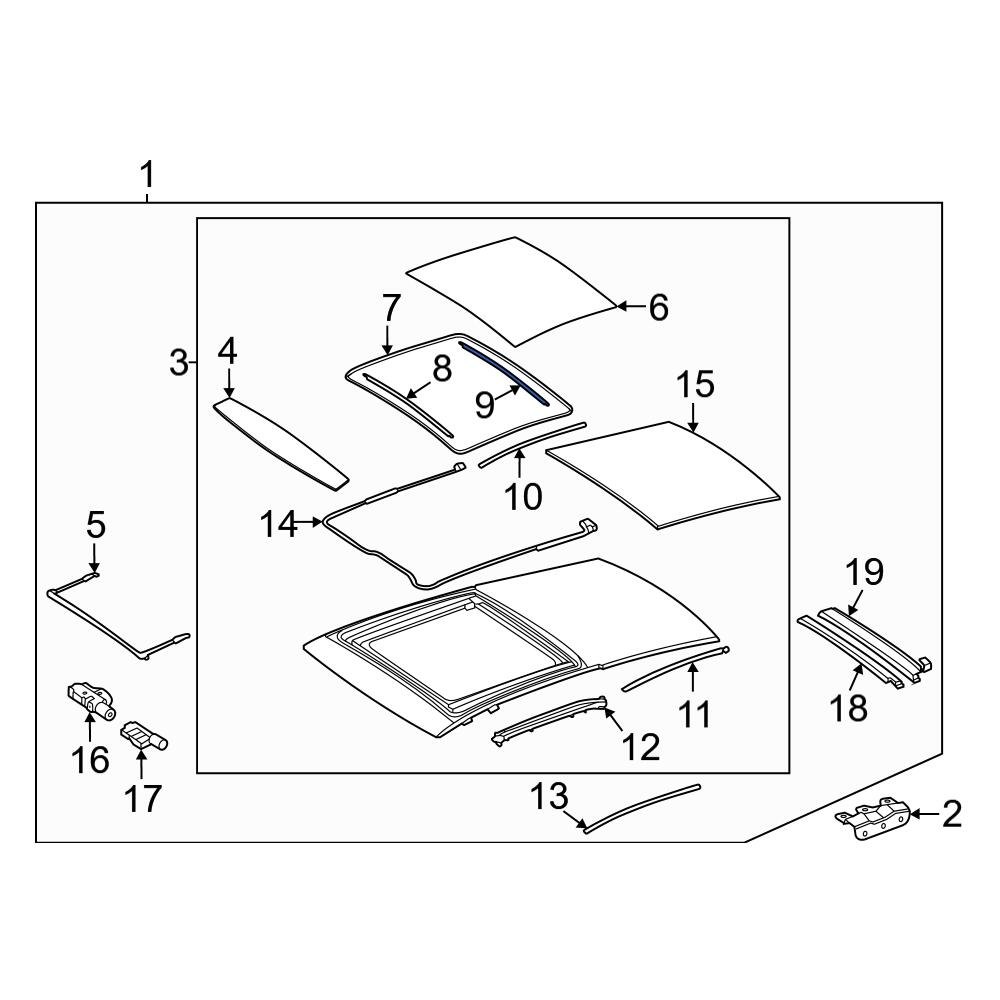 MercedesBenz OE 2967820500 Rear Sunroof Glass Seal
