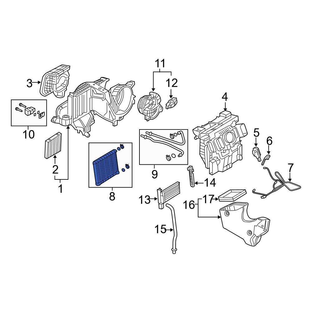 Mercedes-Benz OE 000830100464 - Front HVAC Heater Core