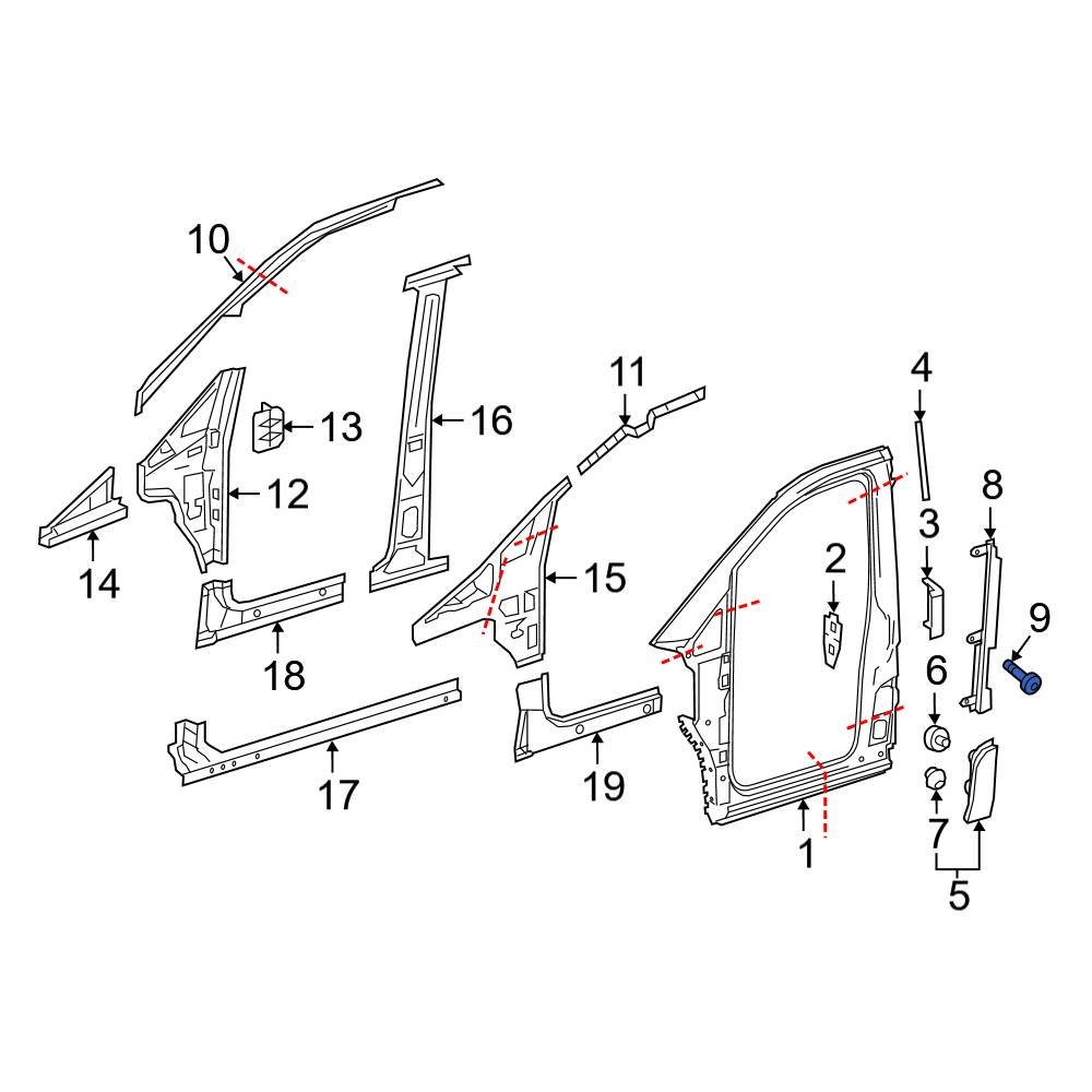 Mercedes-Benz OE 000000001476 - Upper Door Latch Bolt