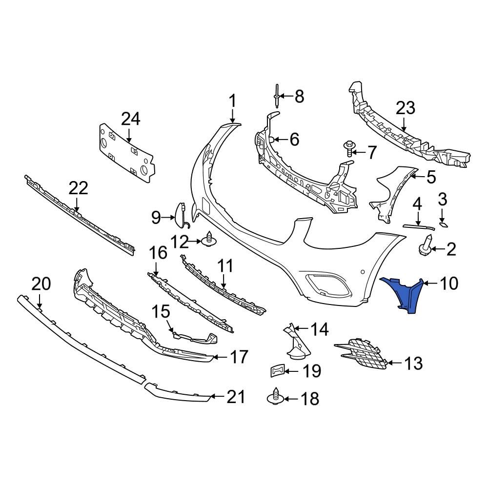 Mercedes Benz Oe Front Right Lower Bumper Cover Support Rail