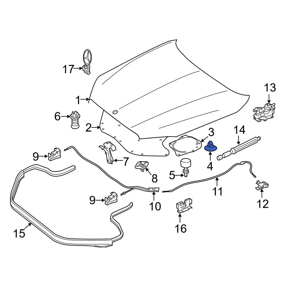 Mercedes-Benz OE 0019880325 - Hood Insulation Pad Clip