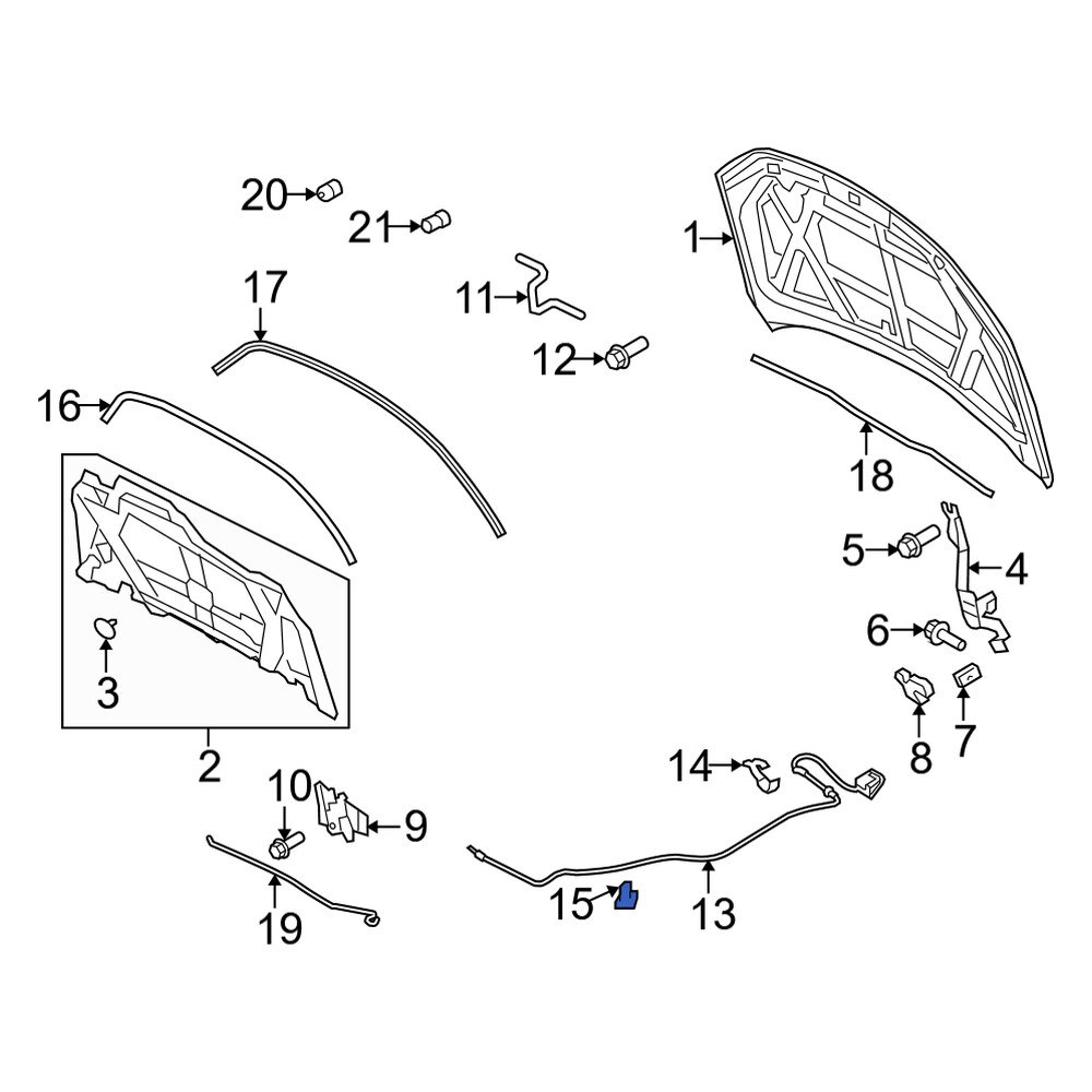 Mercury OE W709413S300 Hood Release Cable Clip