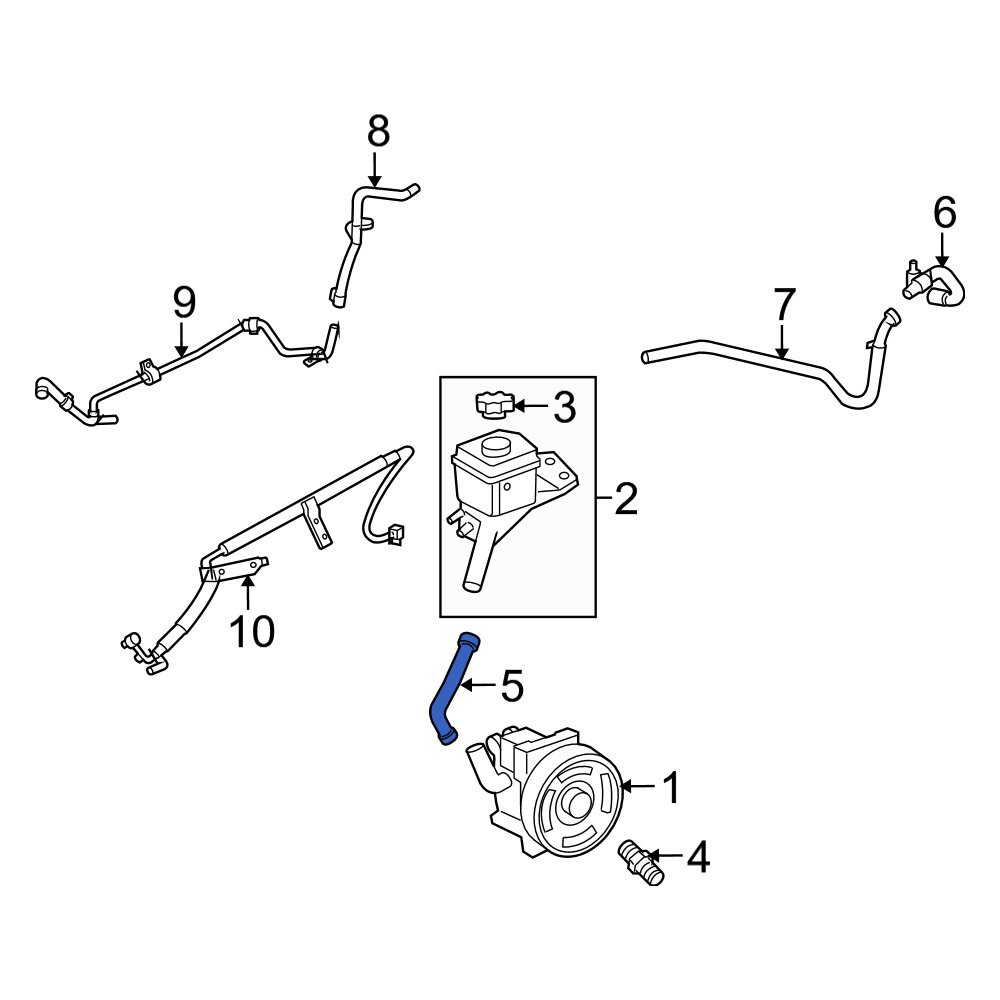 Mercury OE 7E5Z3691A Power Steering Reservoir Hose