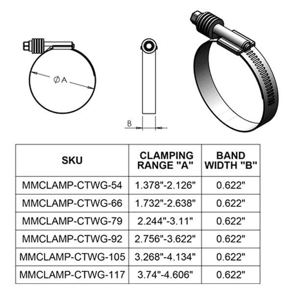 Mishimoto® MMCLAMPCTWG54 Stainless Steel Constant Tension Worm Gear