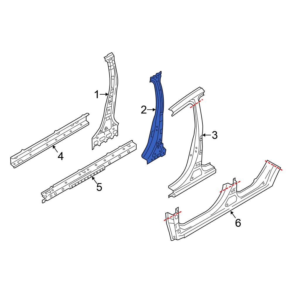 Mitsubishi OE 5312B538 - Right Body B-Pillar Reinforcement