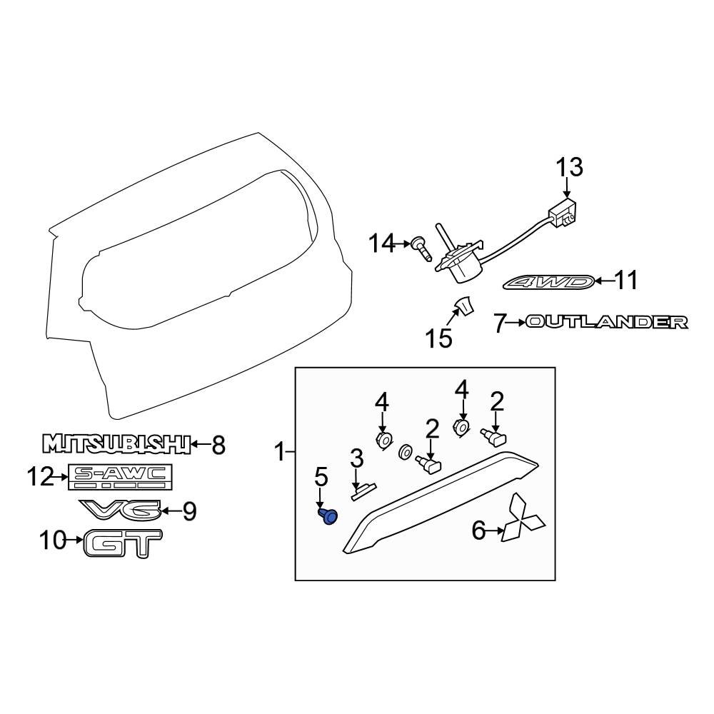 Mitsubishi OE MU000912 - Deck Lid Finish Panel Clip