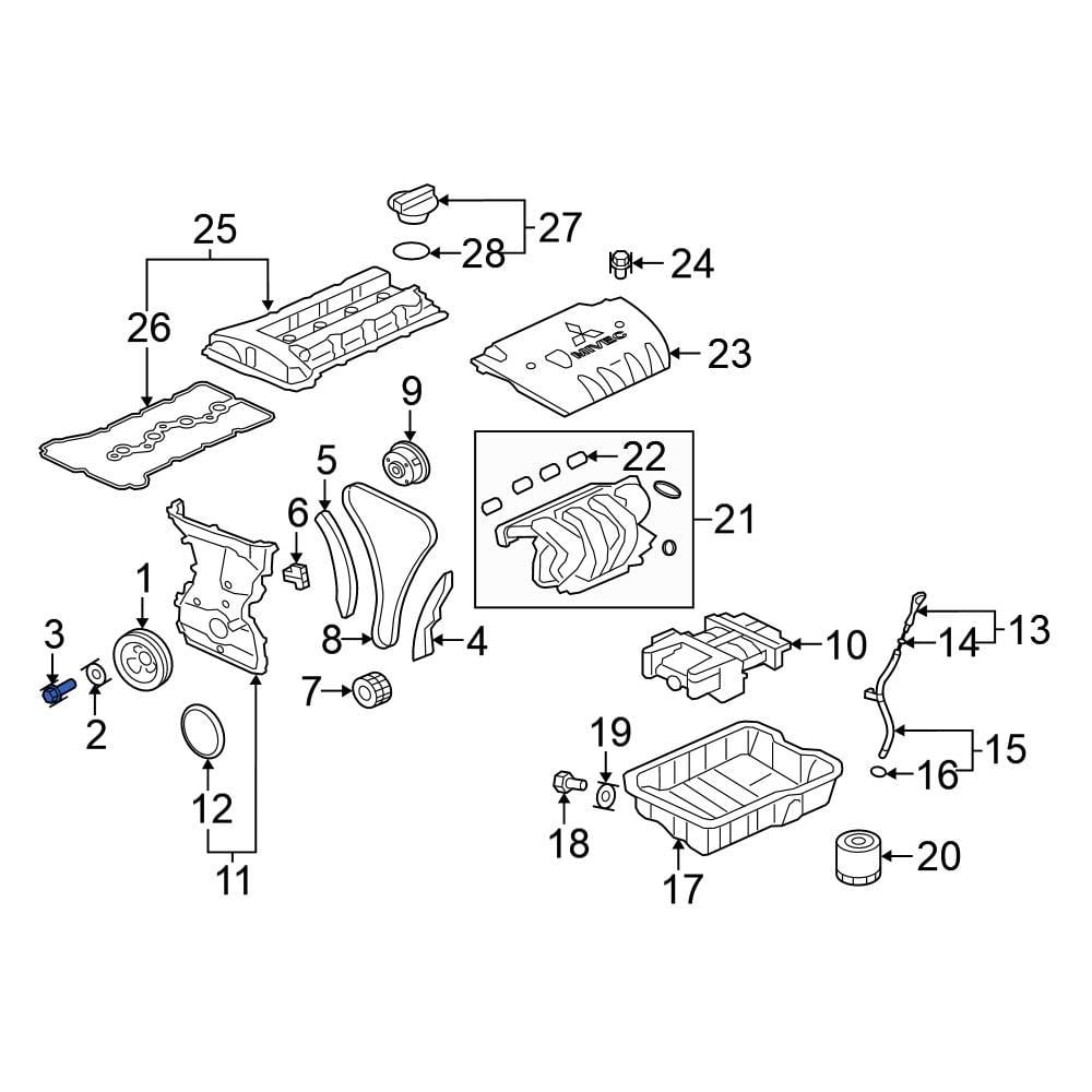 Mitsubishi Oe 1101a022 - Engine Crankshaft Pulley Bolt