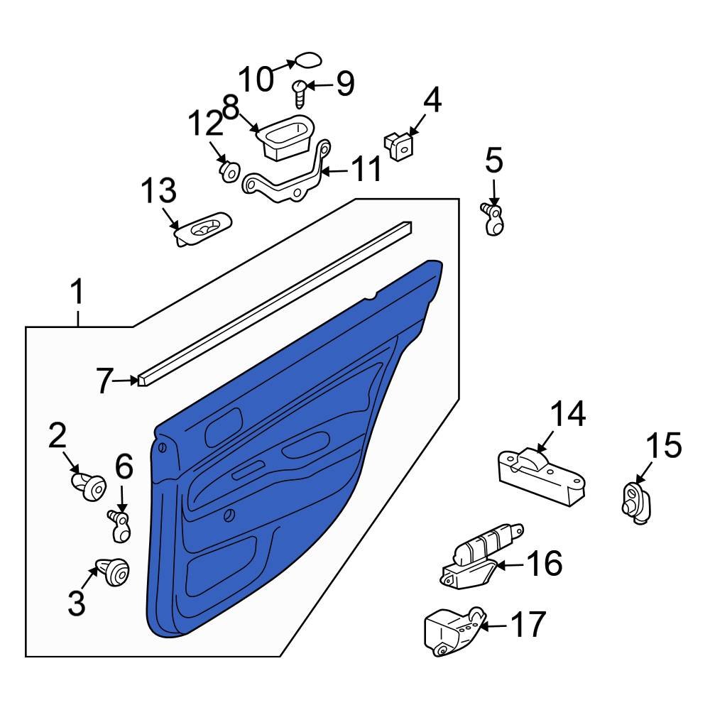Mitsubishi OE MR652380 Rear Left Inner Door Interior Trim Panel