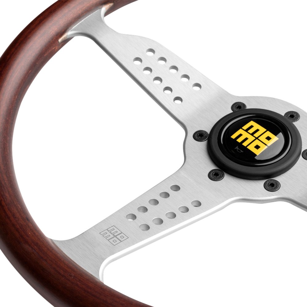 MOMO ® - 3-Spoke Grand Prix Series Steering Wheel with Silver Spokes.