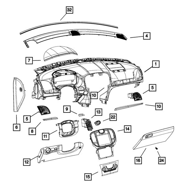 Dodge OE 1JN63DX9AF - Instrument Panel Knee Bolster