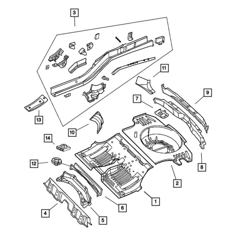 Mopar® - Rear Floor Pan Rear Rail Reinforcement