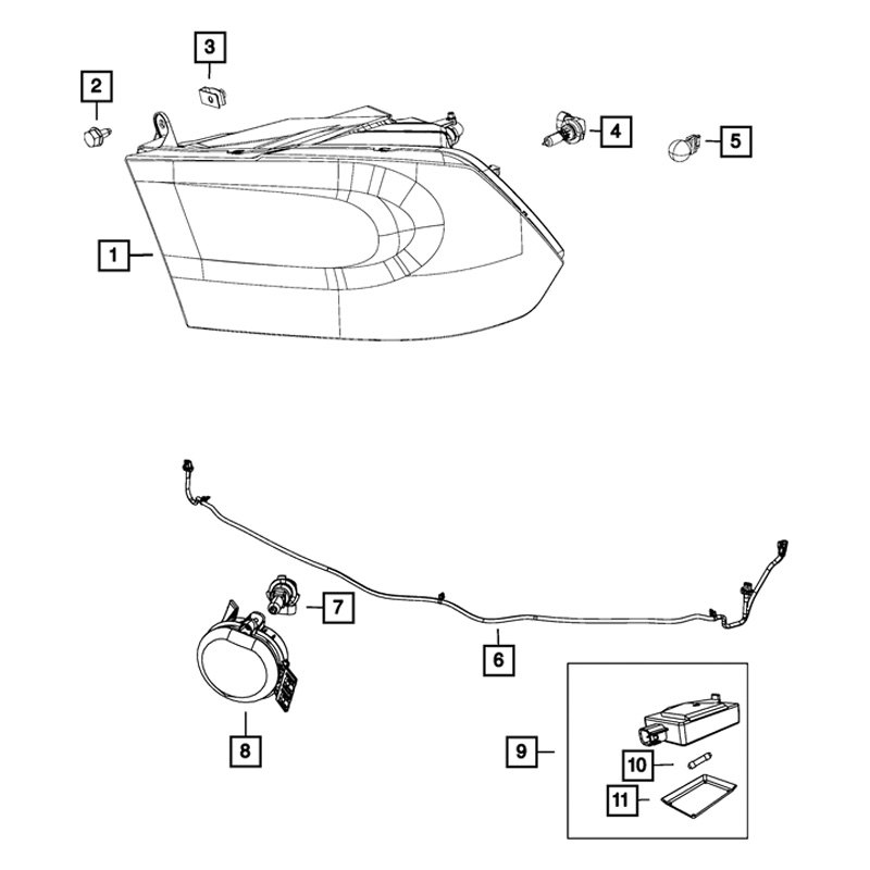 Mopar® 68324940AD Passenger Side Replacement Headlight