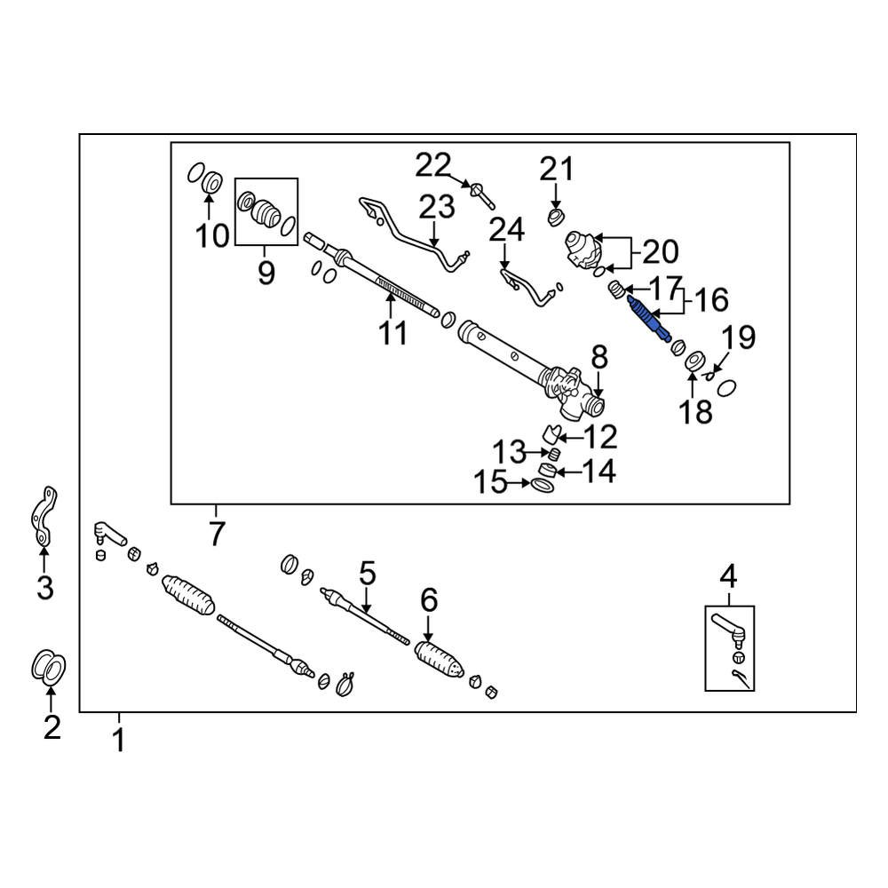 Nissan OE 492200W000 Front Rack And Pinion Steering Pinion Shaft