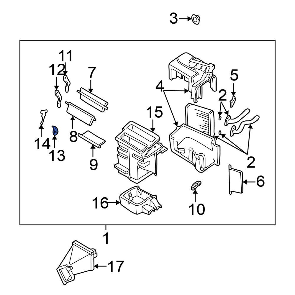 Nissan OE 271688B400 HVAC Heater Mode Door Lever