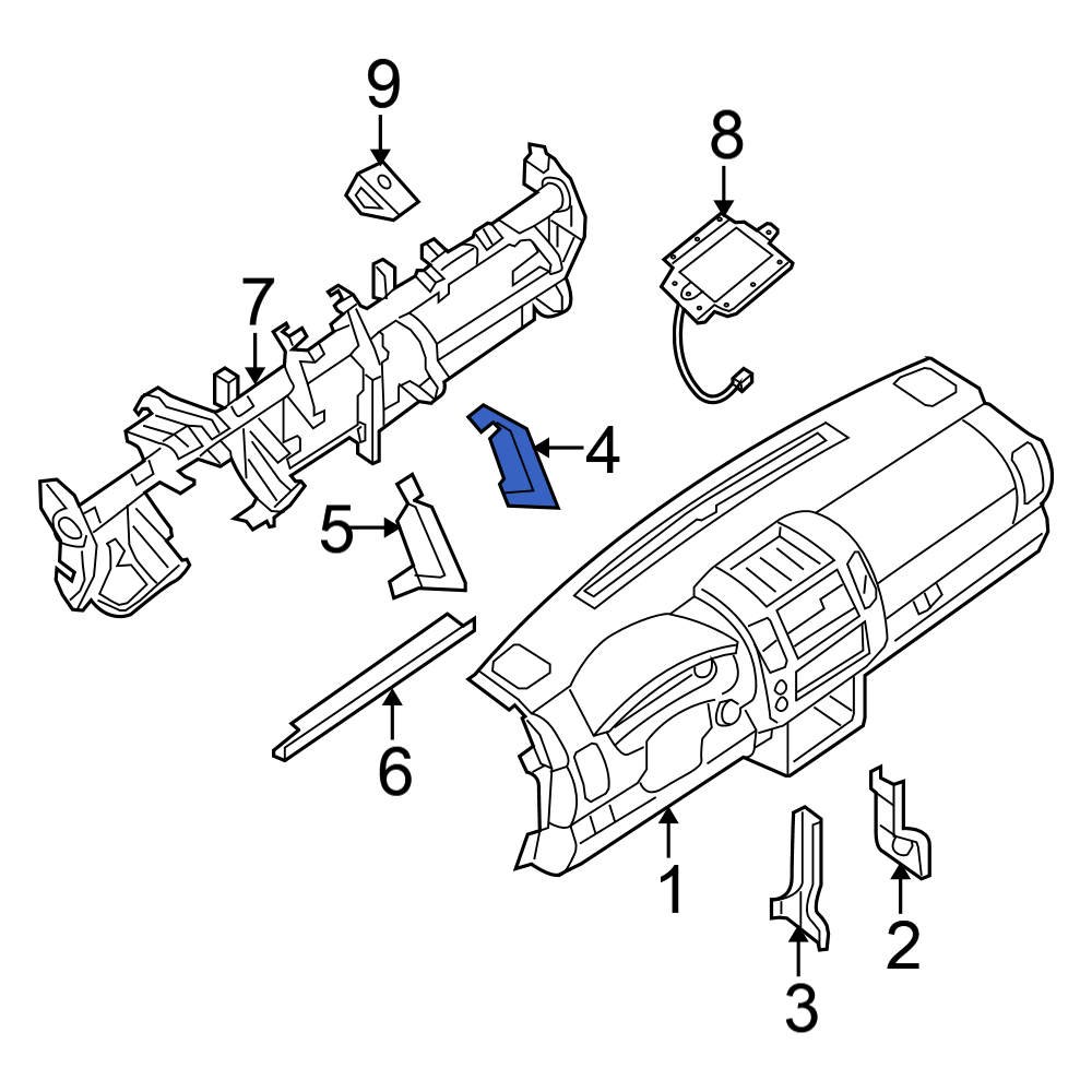 Nissan OE 280389BF0A Right Instrument Panel Mounting Bracket