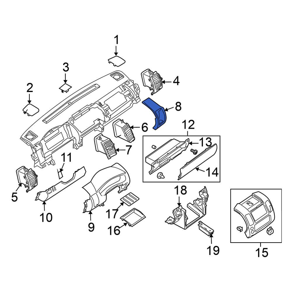 Nissan OE 68259EA41C Upper Instrument Panel Trim Panel