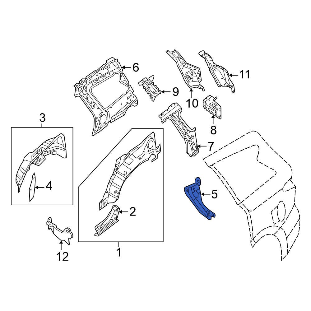Nissan OE G67B53JAMA Left Wheel Housing Side Panel Brace