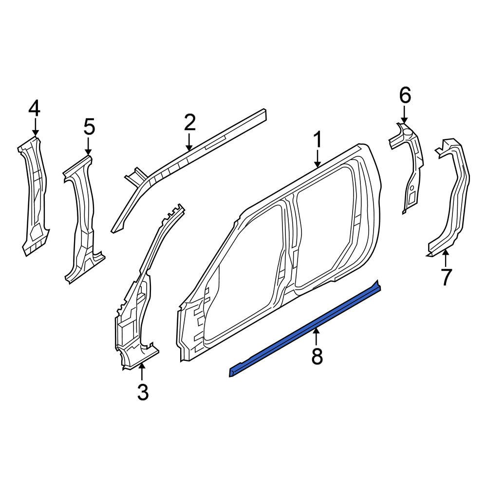 Nissan OE G64259BUMB Left Rocker Panel Reinforcement