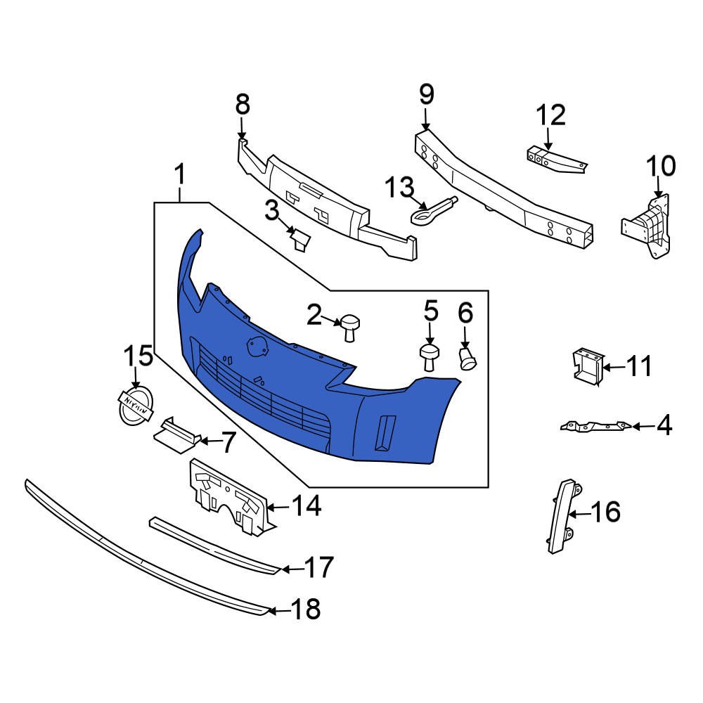 Genuine OE Nissan Bumper Cover 62022-cd040