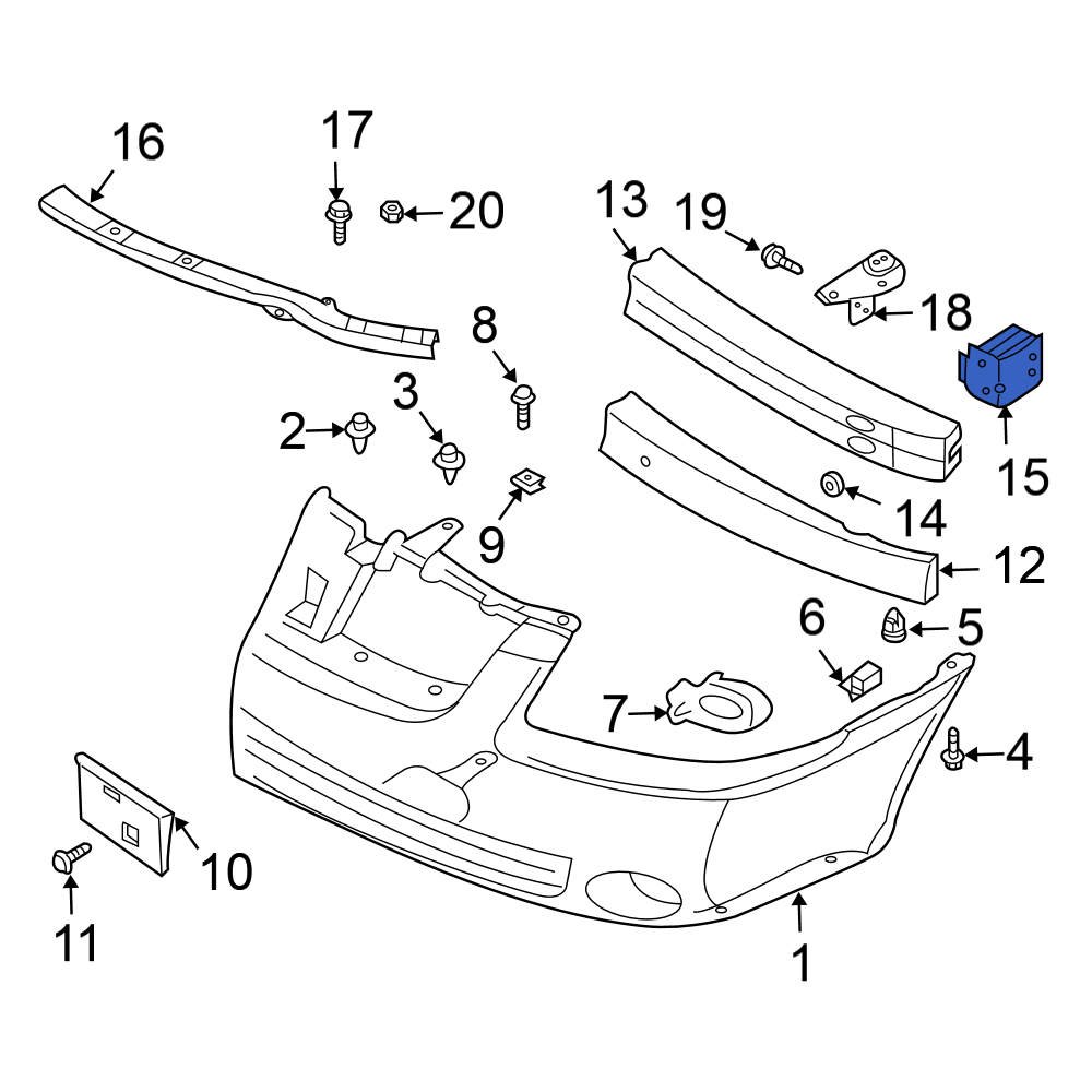 Nissan OE 622115M000 - Front Left Bumper Cover Reinforcement Beam Bracket