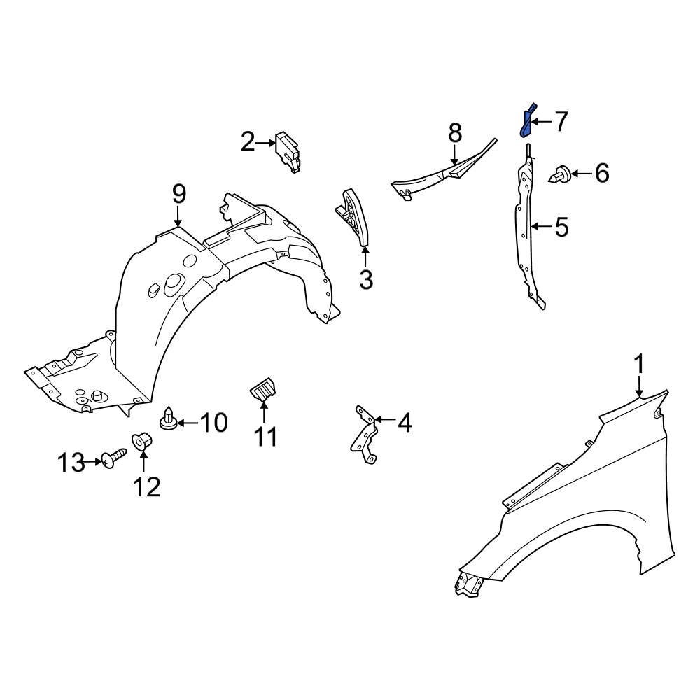 Nissan OE 668946LA0B - Front Right Upper Fender Filler Panel